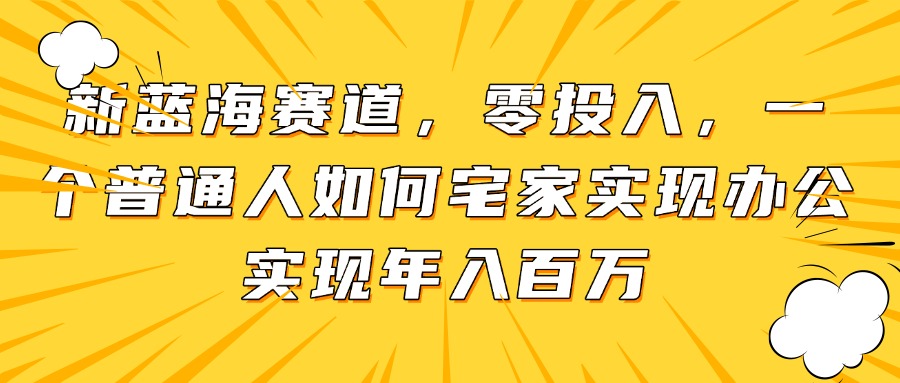 新蓝海赛道，零投入，一个普通人如何宅家办公实现年入百万-云长聊项目