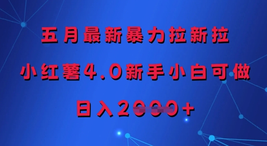 五月最新暴力拉新拉，小红薯4.0新手小白可做，日入多张-云长聊项目