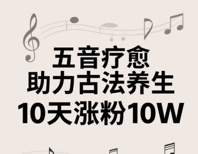 古法五音养生教程，五音疗愈的视频的制作方法，2-4小时就能学会，作者10天涨粉10W-云长聊项目