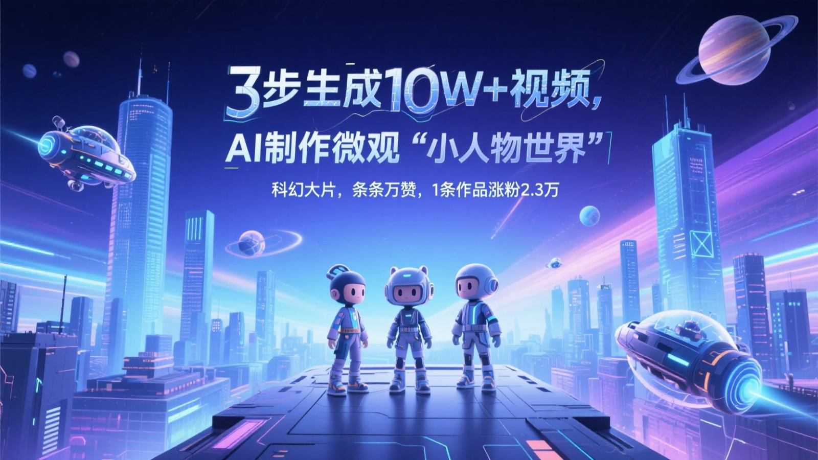 三步生成10W+视频，AI制作微观“小人物世界”科幻大片，条条万赞，1条作品涨粉2.3万-云长聊项目