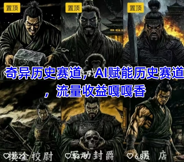 抖音奇异历史赛道，AI赋能历史赛道，流量收益嘎嘎香，狂撸伙伴计划-云长聊项目