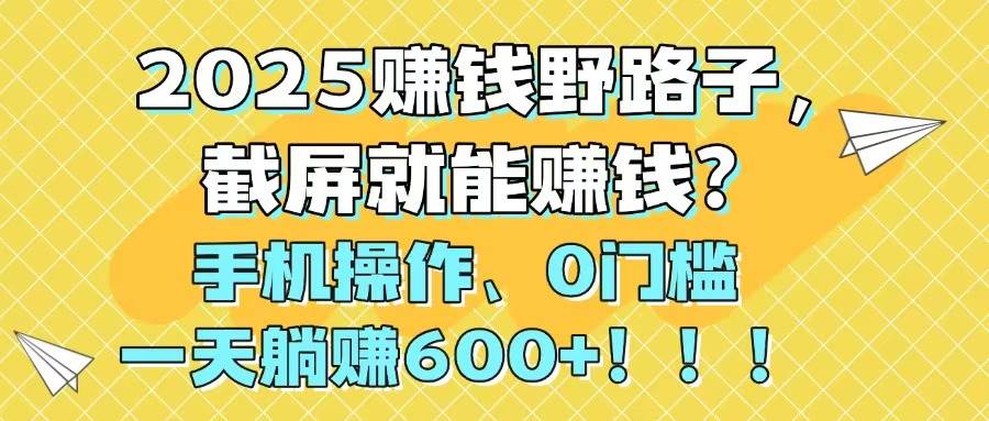 （14771期）2025赚钱野路子，截屏就能赚钱？手机操作0门槛，一天躺赚600+！！！-云长聊项目