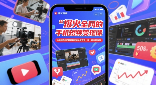 爆火全网的手机短视频变现课，0基础教你拍摄剪辑涨粉运营变现，用一部手机挣钱-云长聊项目