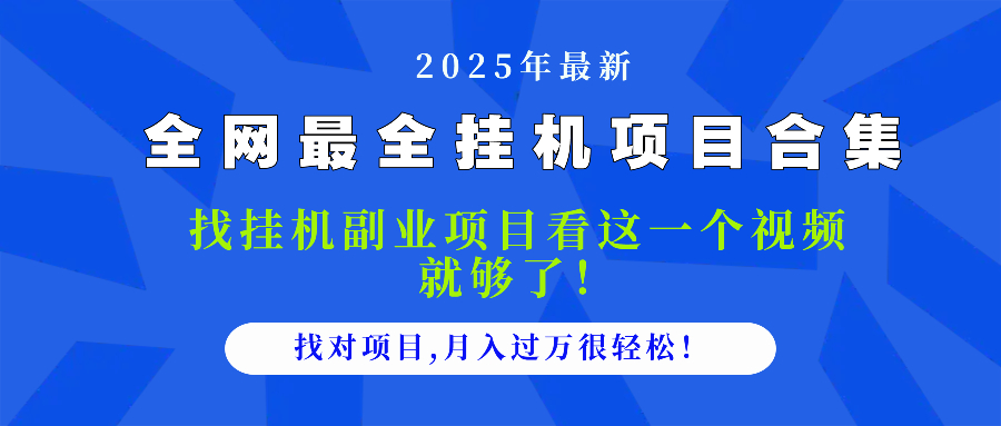 2025最全挂机项目合集 找项目看这一个视频就够了，做对项目月入过万很…-云长聊项目