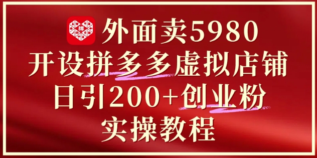 外面卖5980开设拼多多虚拟店铺：单日引流200+创业付费粉实战教程-云长聊项目