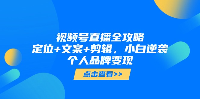 视频号直播全攻略，定位+文案+剪辑，小白逆袭个人品牌变现-云长聊项目