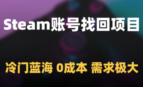 Steam账号找回项目，冷门蓝海，0成本，需求极大-云长聊项目
