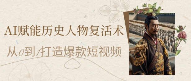 AI赋能历史人物复活术：从0到1打造爆款短视频，7天涨粉10W，小白也能月入过1W-云长聊项目