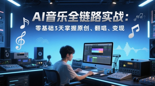 AI音乐全链路实战变现课：零基础3天掌握原创、翻唱、变现-云长聊项目