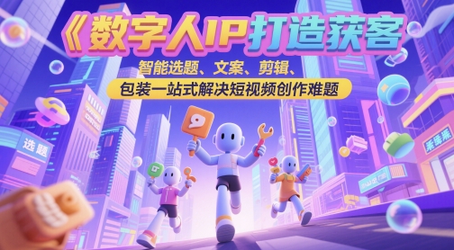 数字人IP打造获客变现实操课，智能选题、文案、剪辑、包装一站式解决短视频创作难题-云长聊项目