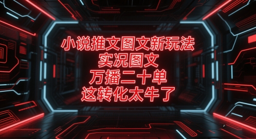 小说推文图文新玩法，实况图文，万播二十单，这转化太牛了！-云长聊项目