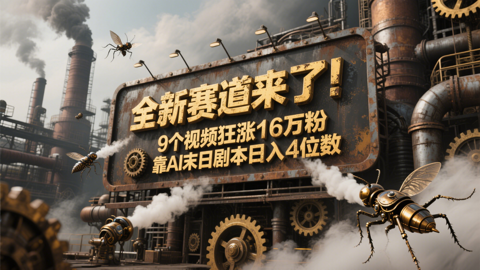 全新赛道来了！9个视频狂涨16万粉，靠AI末日剧本日入4位数，评论区爆肝追更！-云长聊项目