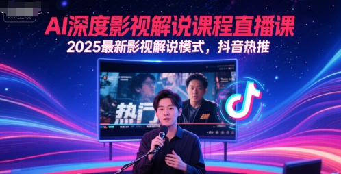 AI深度影视解说课程直播课，2025最新影视解说模式，抖音热推-云长聊项目