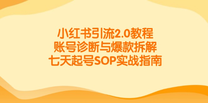 小红书引流2.0教程，账号诊断与爆款拆解，七天起号SOP实战指南-云长聊项目