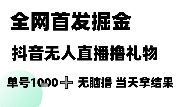 全网首发掘金抖音无人直播撸礼物，单号1k +无脑撸，当天拿结果【揭秘】-云长聊项目