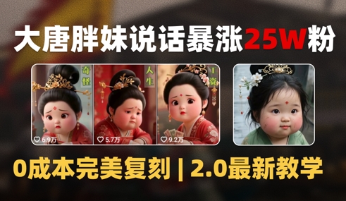 AI大唐胖贵妃说话2.0，40条视频暴涨40w粉，附独家变现攻略-云长聊项目