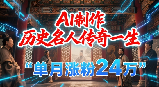 暴力起号！用AI制作历史名人传奇一生，单月涨粉24W，涨粉+变现赛道黑马来了-云长聊项目