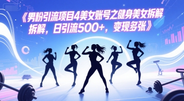 男粉引流项目4美女账号之健身美女拆解，日引流500+，变现多张-云长聊项目