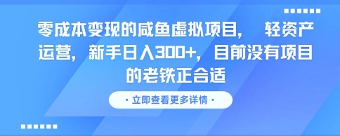 零成本变现的咸鱼虚拟项目， 轻资产运营，新手日入3张+，目前没有项目的老铁正合适-云长聊项目