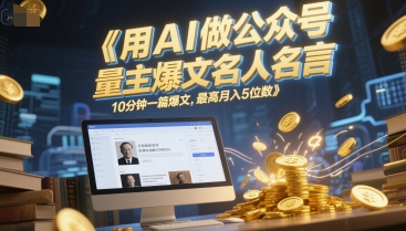 用AI做公众号流量主爆文名人名言，10分钟一篇爆文，最高月入5位数-云长聊项目