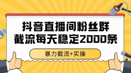 抖音直播间粉丝群暴力截流，一台电脑每天稳定2000条数据【揭秘】-云长聊项目