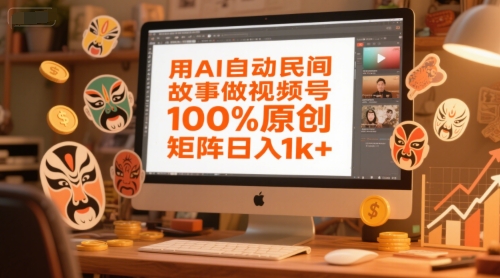 用AI自动民间故事做视频号，100%原创，矩阵日入1k+-云长聊项目