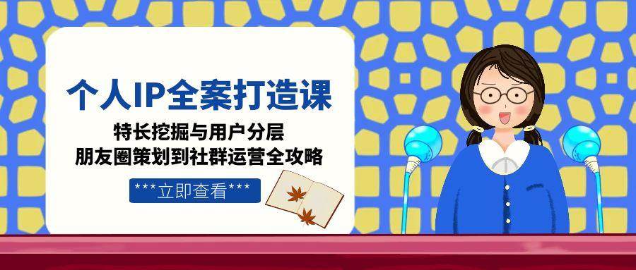 个人IP全案打造课，特长挖掘与用户分层，朋友圈策划到社群运营全攻略-云长聊项目