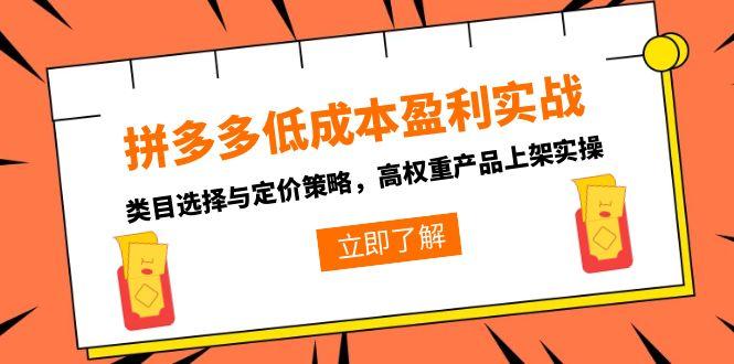 拼多多低成本盈利实战，类目选择与定价策略，高权重产品上架实操-云长聊项目