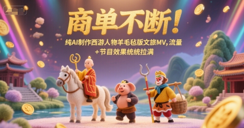 商单不断！纯AI制作西游人物羊毛毡版文旅MV，流量+节目效果统统拉满-云长聊项目