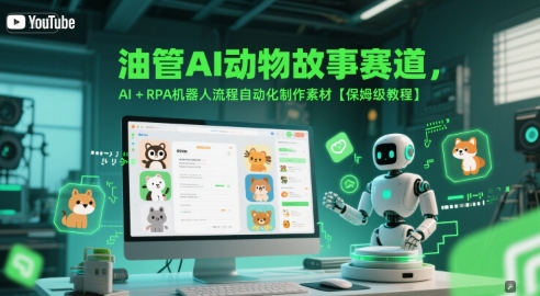 油管AI动物故事赛道，AI+RPA机器人流程自动化制作素材【保姆级教程】-云长聊项目