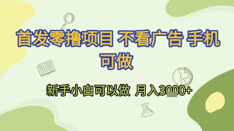 首发零撸项目 不看广告 手机可做 新手小白可以做  月入3k+【揭秘】-云长聊项目