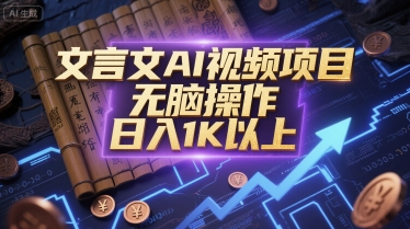 文言文AI视频项目，无脑操作，日入1K以上-云长聊项目