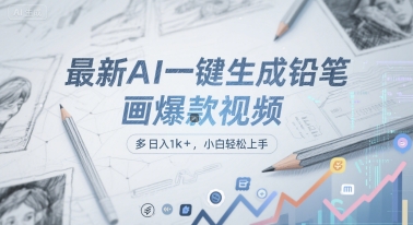 最新AI一键生成铅笔画爆款视频，多平台分发，日 入1k+，小白轻松上手【揭秘】-云长聊项目