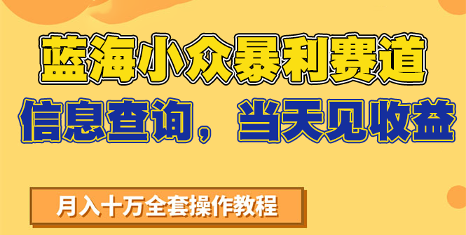 蓝海小众暴利赛道，信息查询，当天见收益，不讲玄学，7天搞了2万+-云长聊项目