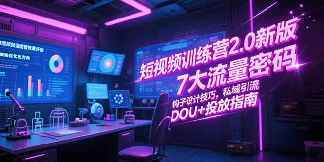 短视频训练营2.0新版，7大流量密码/钩子设计技巧/私域引流/DOU+投放指南-云长聊项目