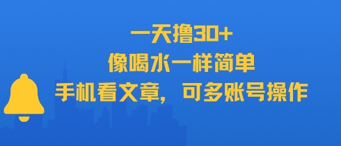 一天撸30+，像喝水一样简单，手机看文章，可多账号操作-云长聊项目