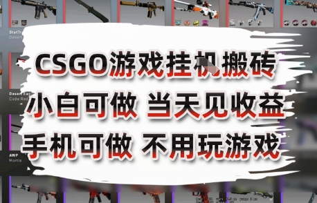 CSGO游戏挂G搬砖，小白纯手机即可操作，不用电脑打游戏，日入3张+，副业网创项目【揭秘】-云长聊项目