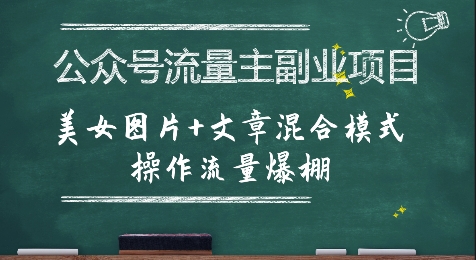 公众号流量主副业项目，美女图片+文章混合模式操作流量爆棚-云长聊项目