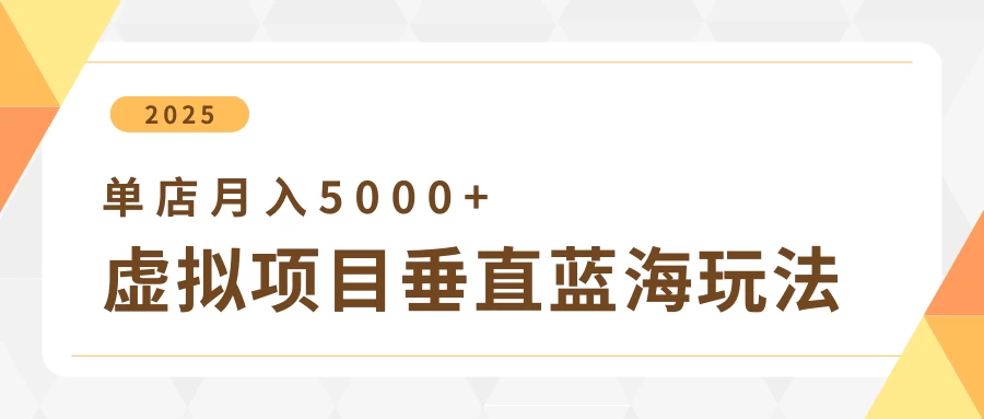 4月虚拟项目垂直玩法，冷门爆品+垂直蓝海，单店月入5000+-云长聊项目